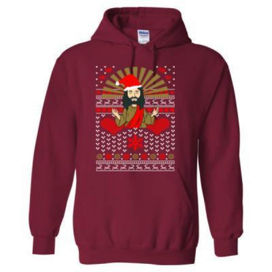 AGR Ugly Christmas Sweater Love Jesus Xmas – Heavy Blend™ Hooded Sweatshirt