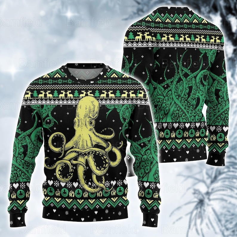 Octopus Ugly Christmas Sweater, Christmas Ugly Sweater, Octopus Cool Ugly Sweater, Octopus Christmas Shirt