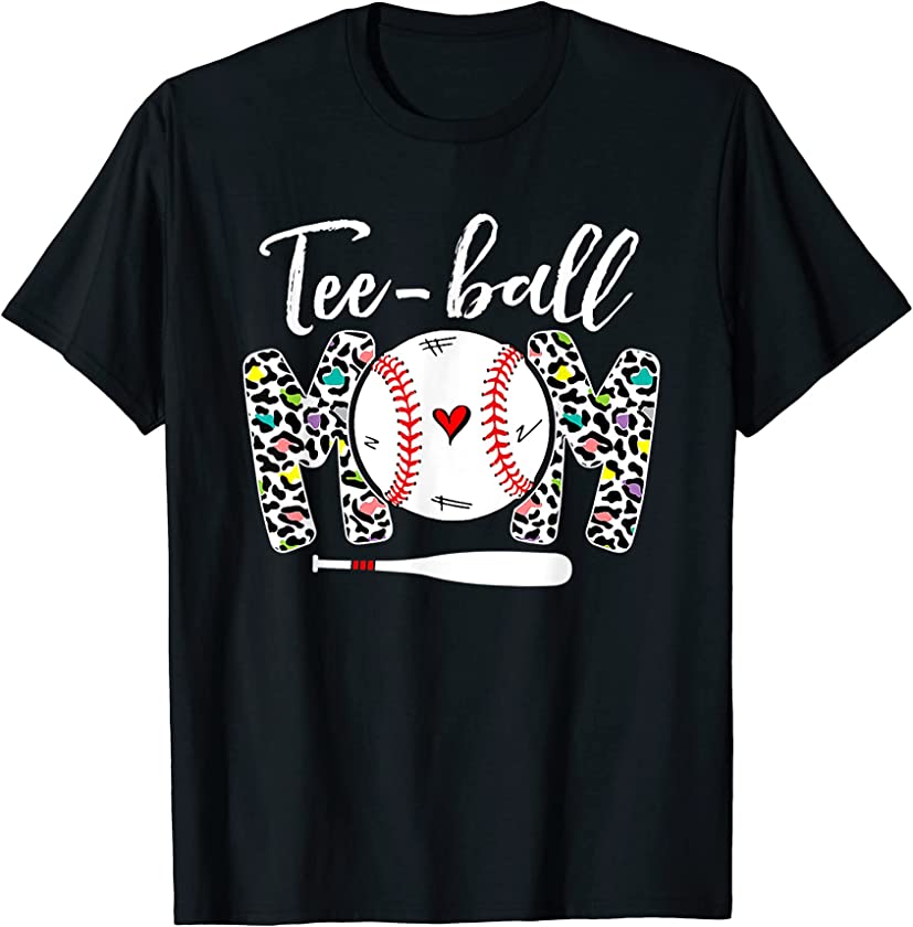 Ball Mom Tee Mother’s Day Teeball Mom Leopard Funny T-Shirt