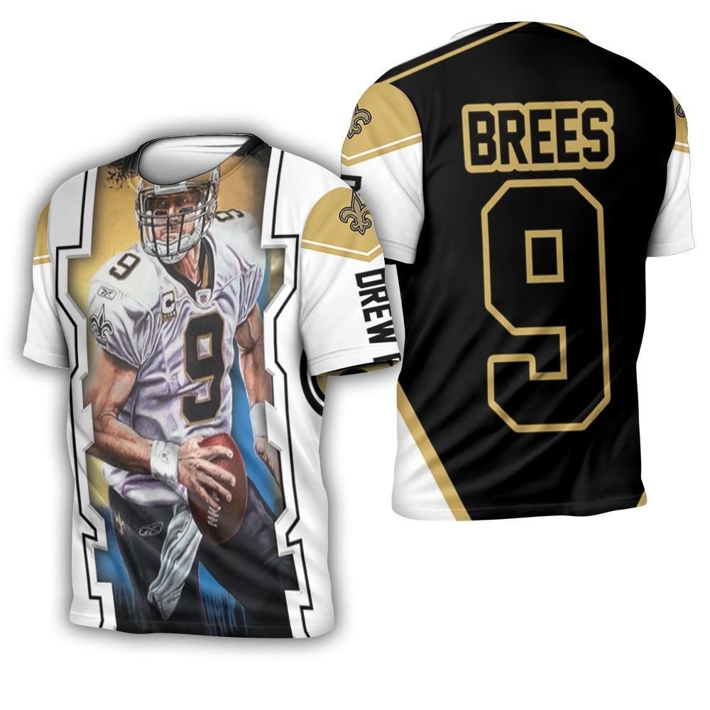 Drew Brees New Orleans Saints Colorful Background 3D T-Shirt