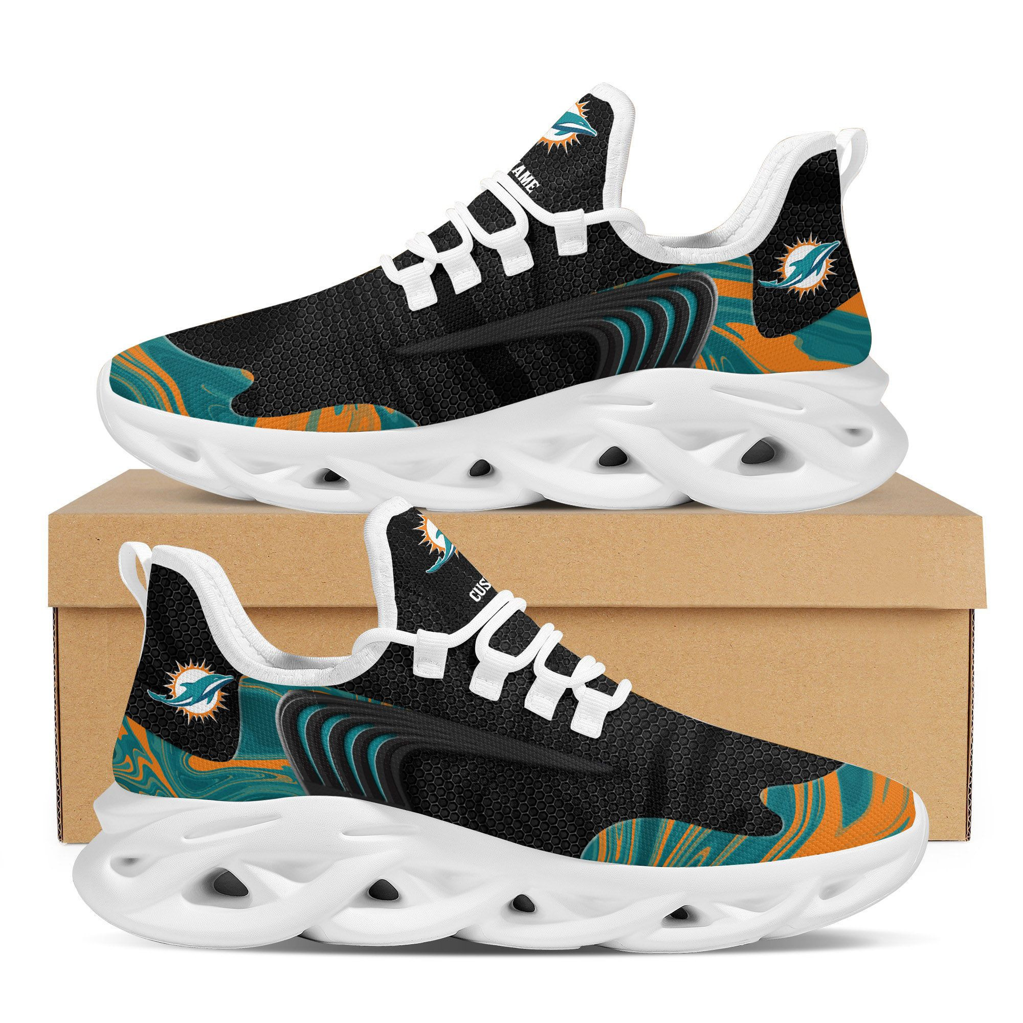 Miami Dolphins Team Custom Personalized With Name Max Soul Sneakers Running Sports Shoes For Men Women Adults Football