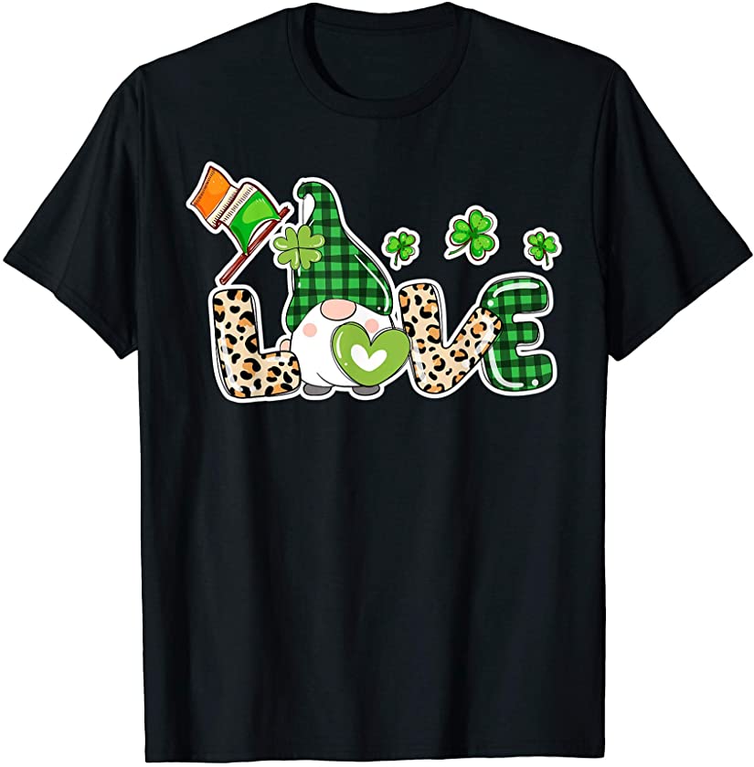 St Patricks Day Shirt Women with Leopard Design Love Tee T-Shirt