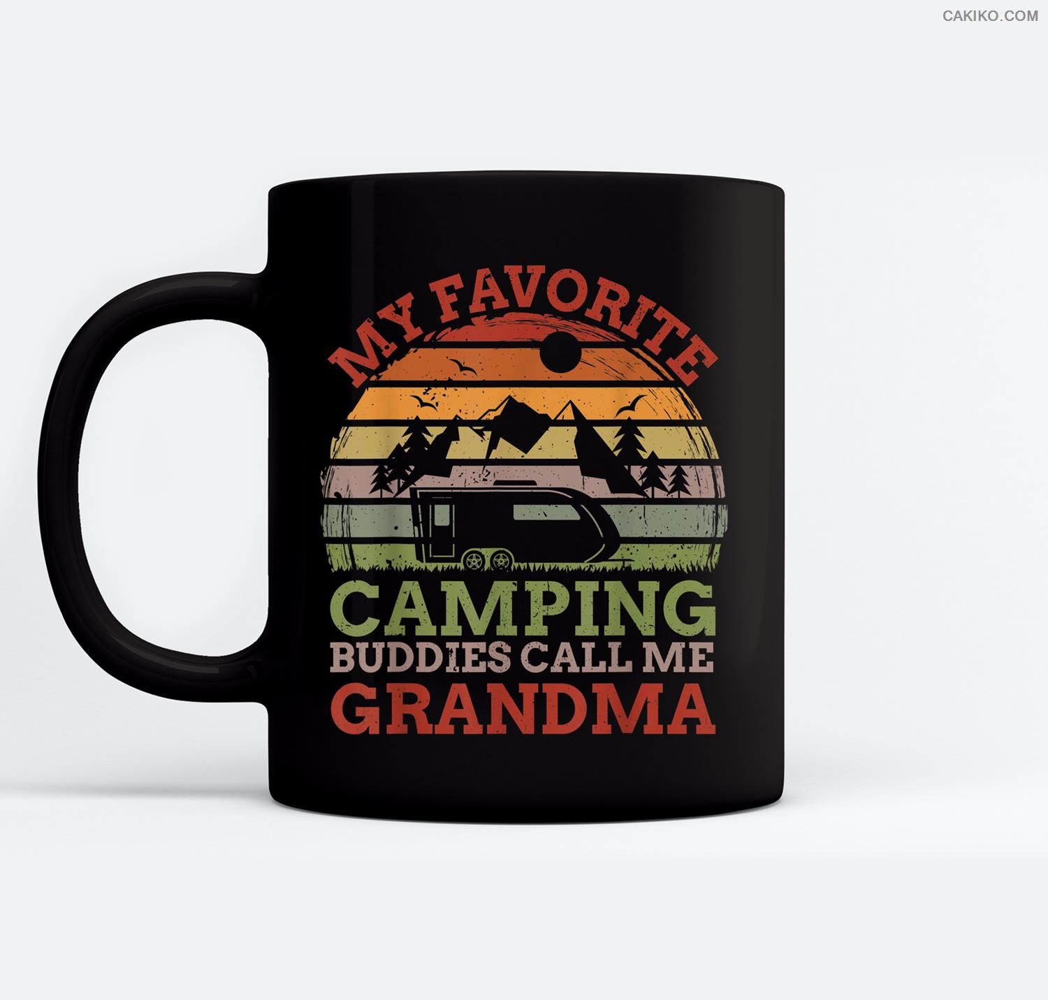 My Favorite Camping Buddies Call Me Grandma Fathers Day Ceramic Coffee Black Mugs