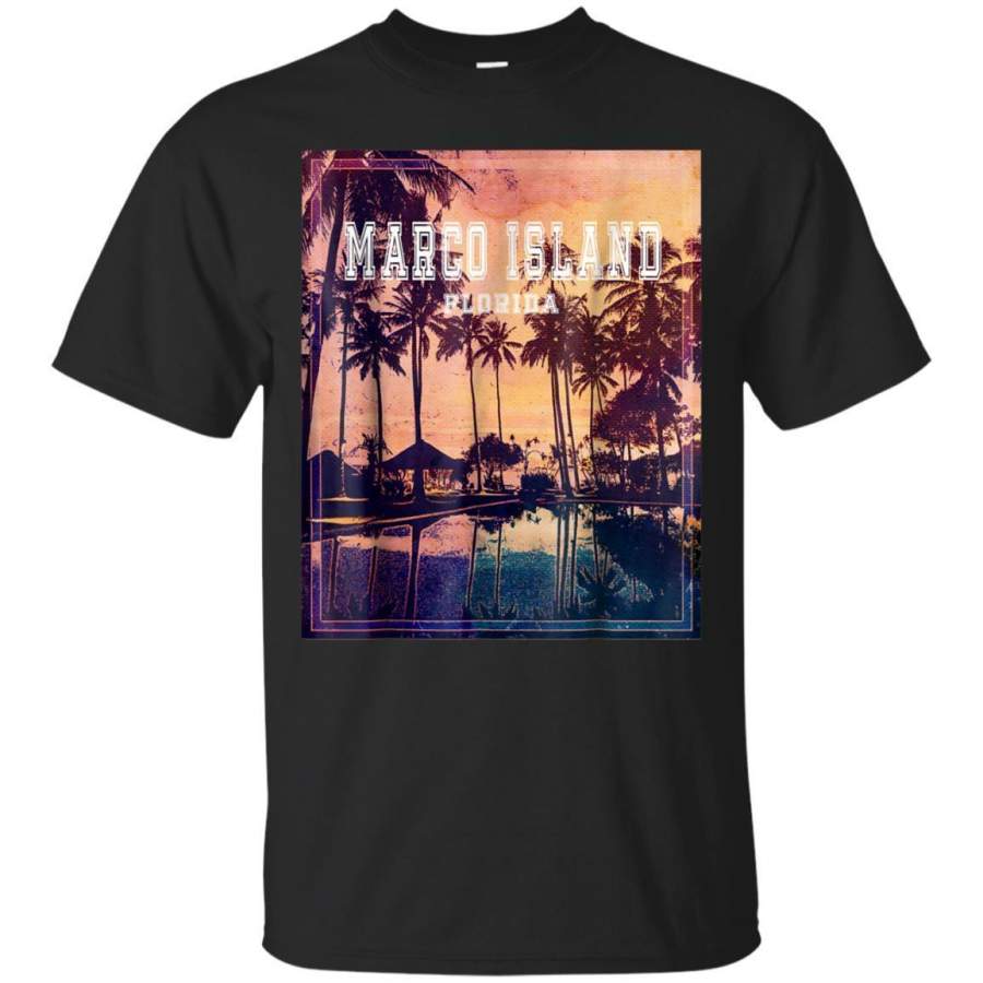 AGR Marco Island Florida Skyline Palm Tree Beach Sunset Tshirt Jaq T-shirt