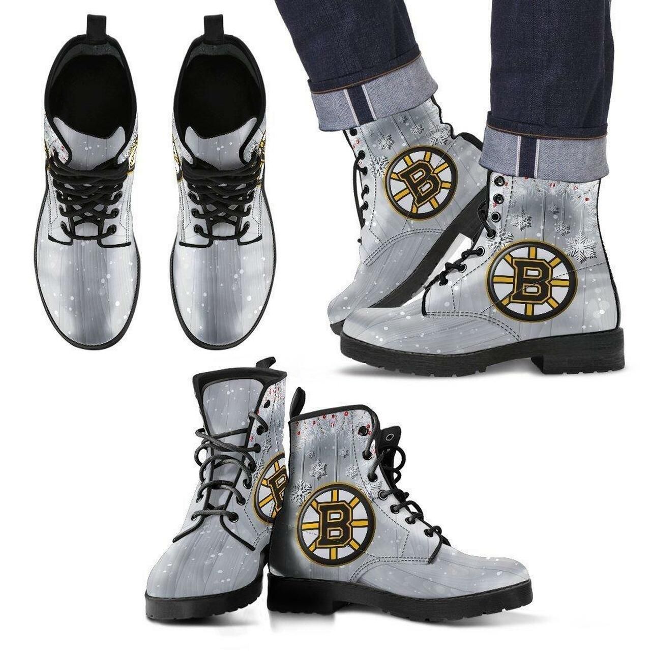 Boston Bruins Leather Boots Fashion Women Boots Shoes Shoes5117