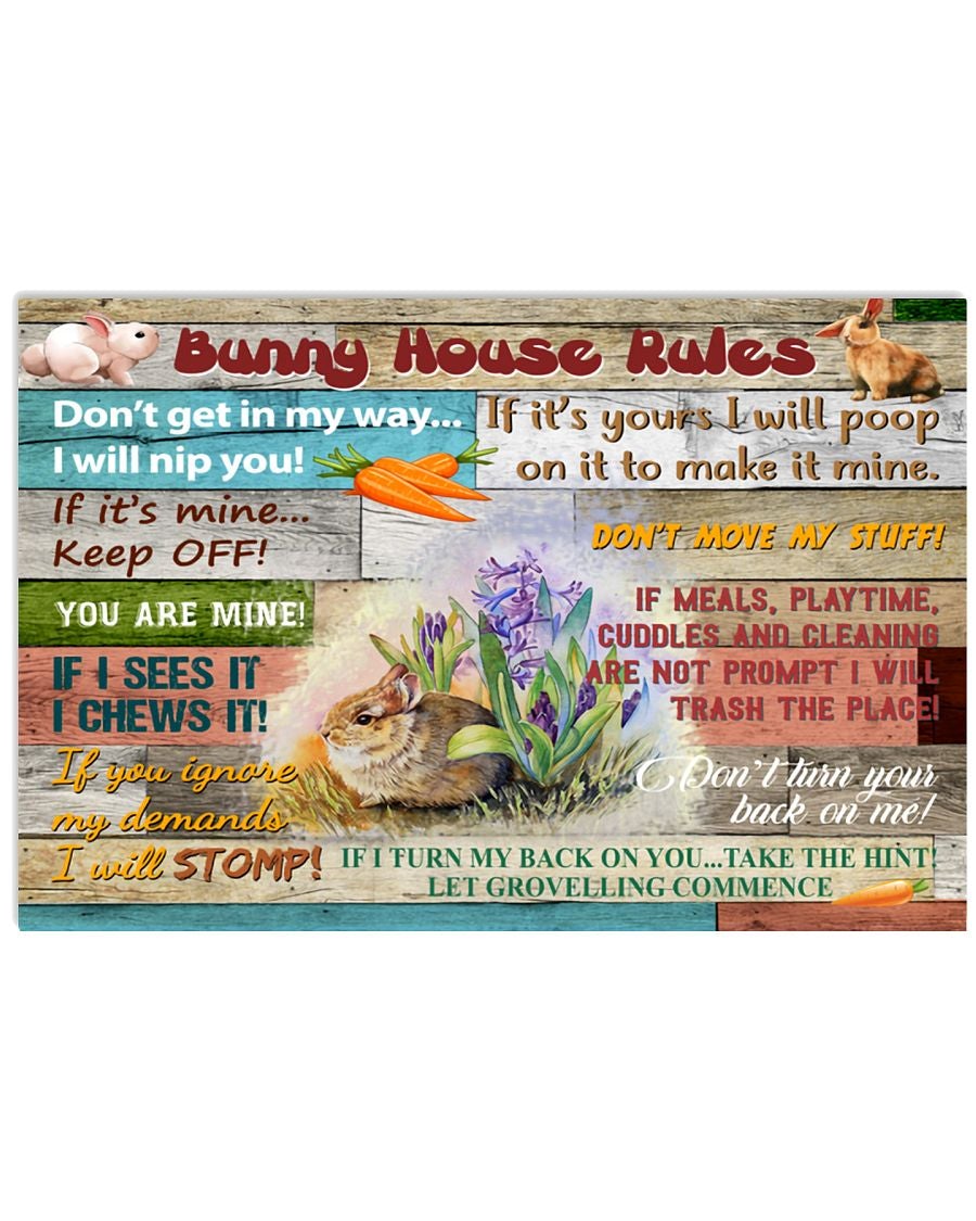 Bunny House Rules Rabbit Poster Wall Decor Decorative Home For Bedroom Gift For Friend And Relative No Frame