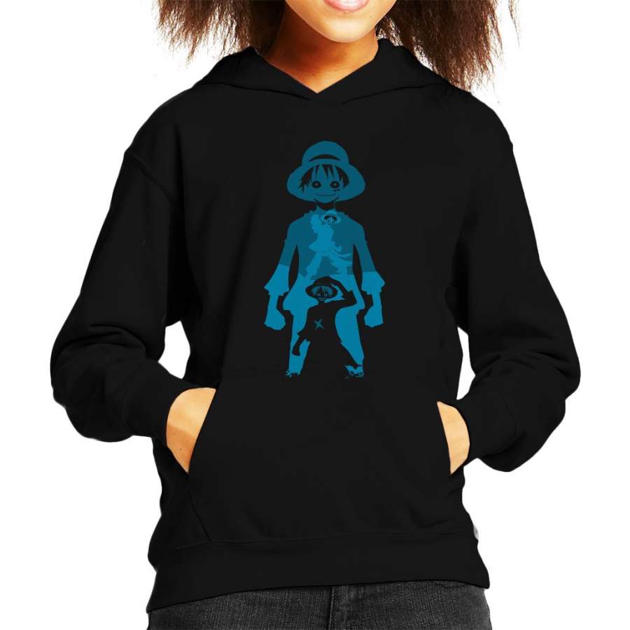 One Piece Monkey Luffy Multi Portrait Kid’s Hooded Sweatshirt