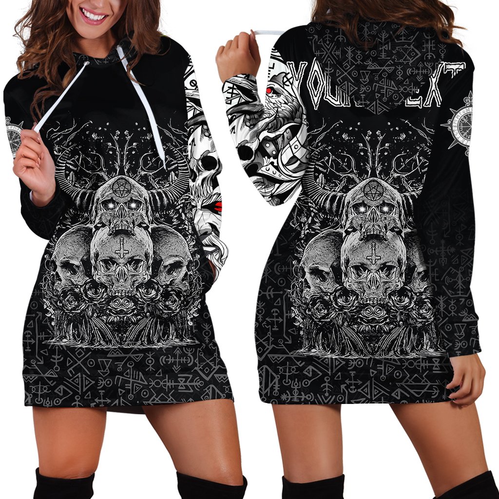 (Custom) Viking Skull Hornor Hoodie Dress A27