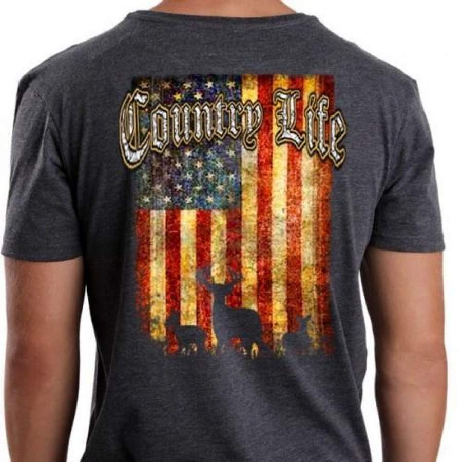 Country Life Outfitters Vintage USA Flag Deer Unisex T-Shirt