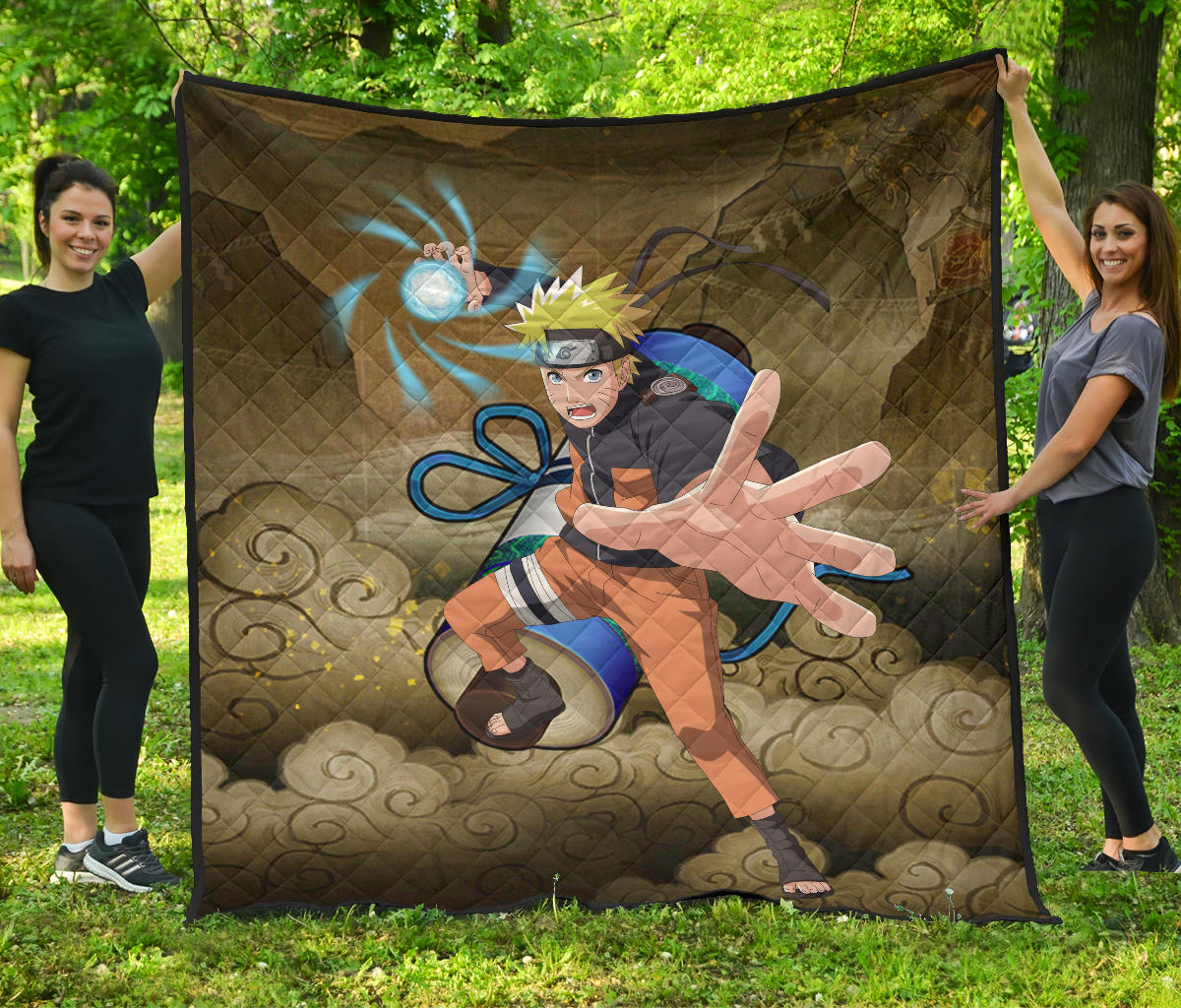 Naruto Anime Premium Quilt – Naruto Rasengan Giant Scroll Sage Scene Quilt Blanket