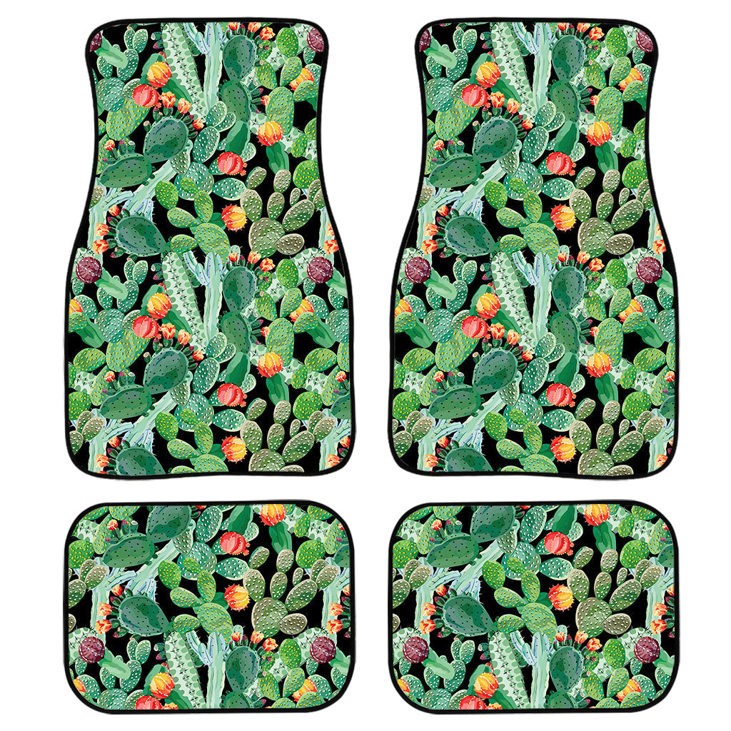 Watercolor Cactus Plant Print Front And Back Car Floor Mats, Front Car Mat