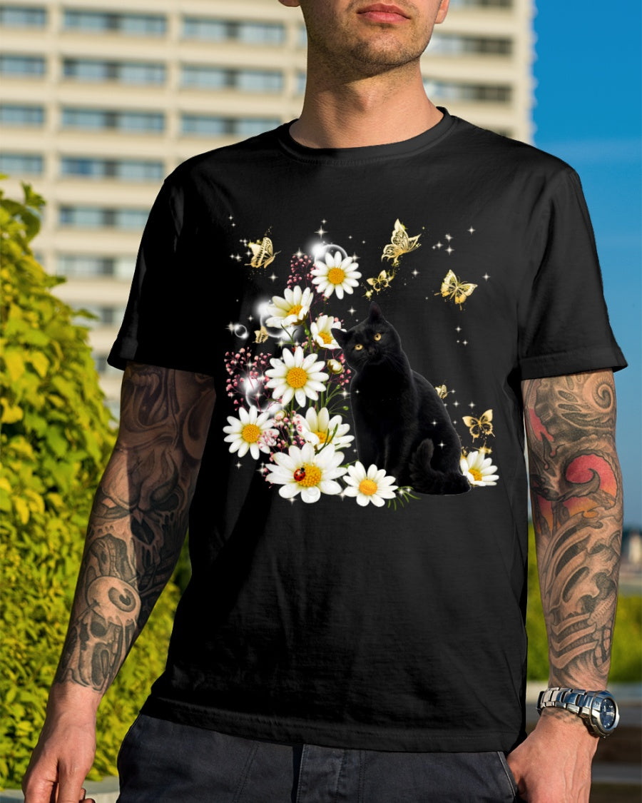 Black Cat With Daisy Gift Standard/Premium T-Shirt