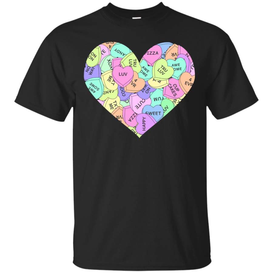 Valentine’s Day Candy Hearts Filling Heart Graphic T-Shirt