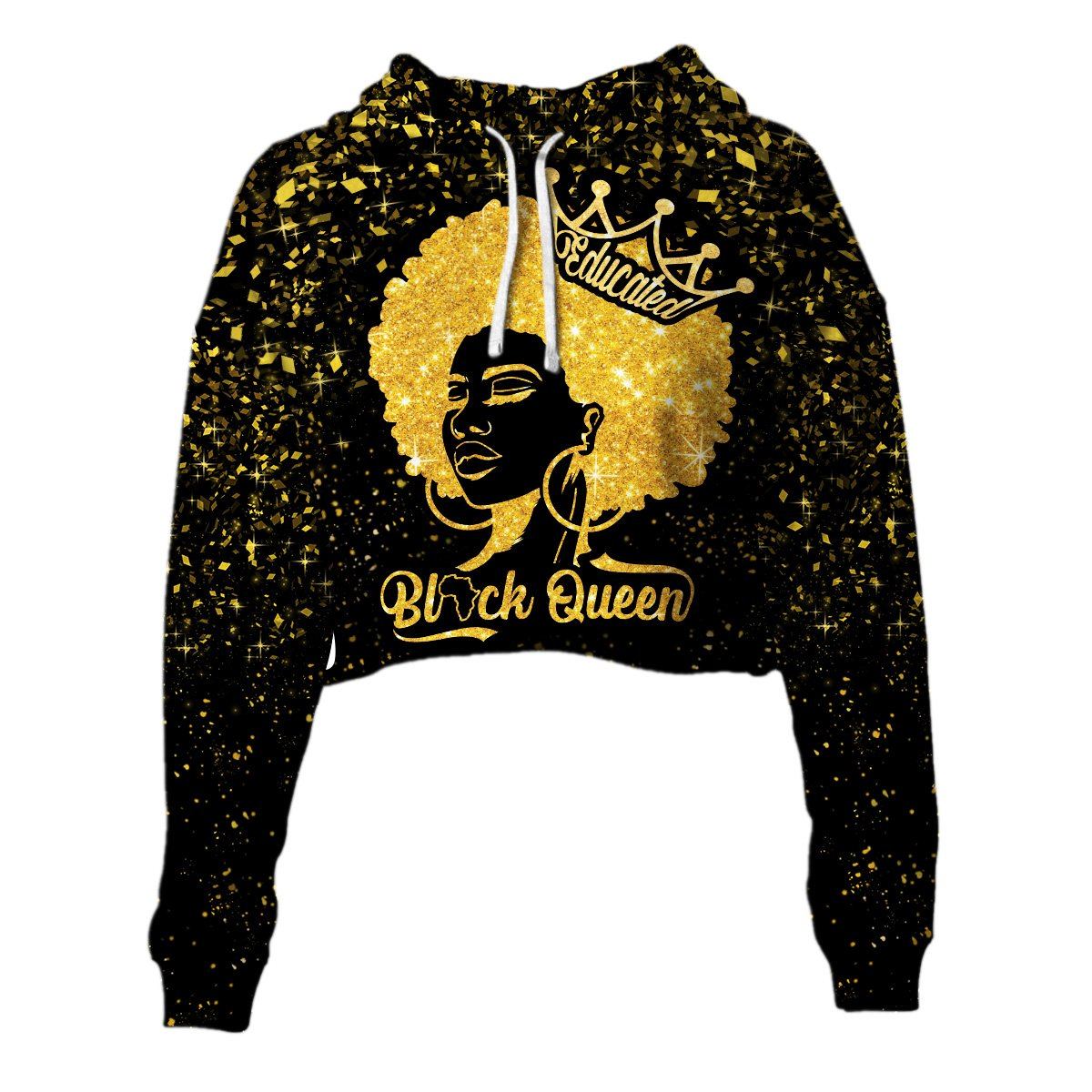 Educated Black Queen Cropped Hoodie