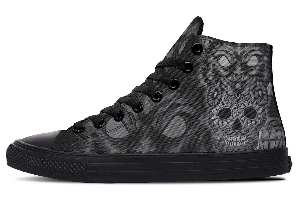 Wolf And Candy Skull High Top Vans Shoes