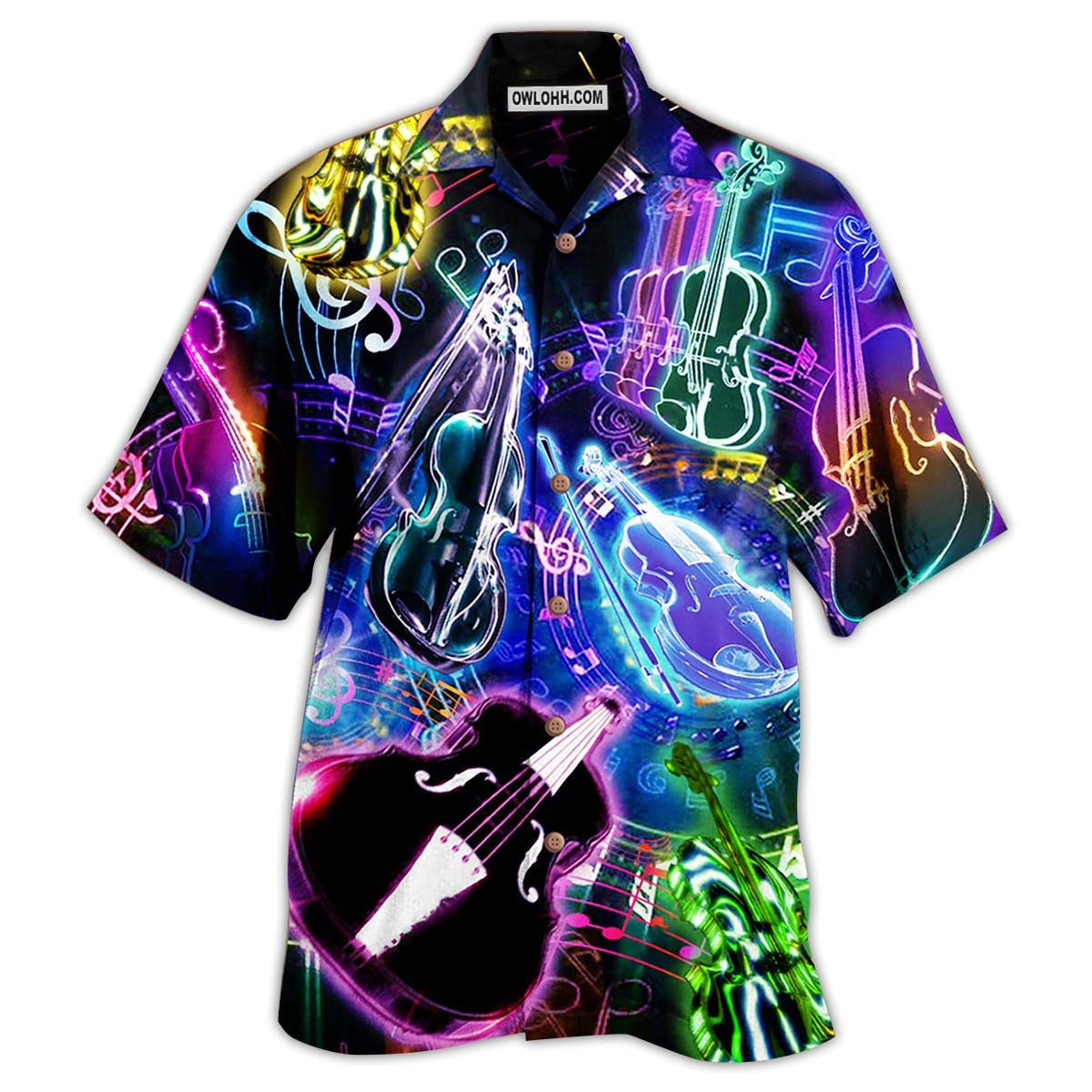 Violin Music Neon Style – Hawaiian Shirt  – Owl Ohh