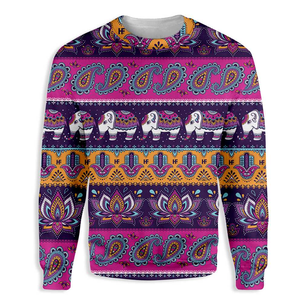 Hamsa Yoga Elephant EZ21 3110 All Over Print Sweatshirt