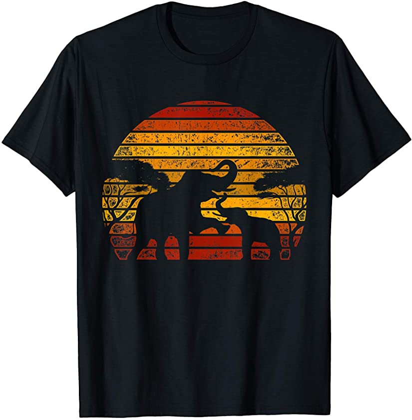 Retro Zoo Animal Gift Africa Safari Sunset Elephant T-Shirt
