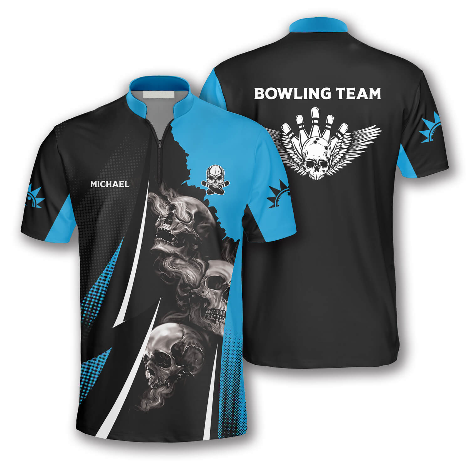 Skull Strike King Custom Bowling Jerseys For Men, Bowling Skull Wing Shirt, Skull Shirt