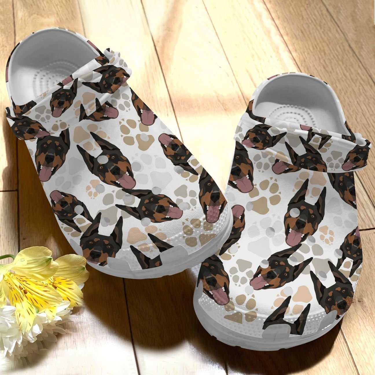 Doberman Personalize Clog, Custom Name, Text, Fashion Style For Women, Men, Kid, Print 3D Lovely Doberman