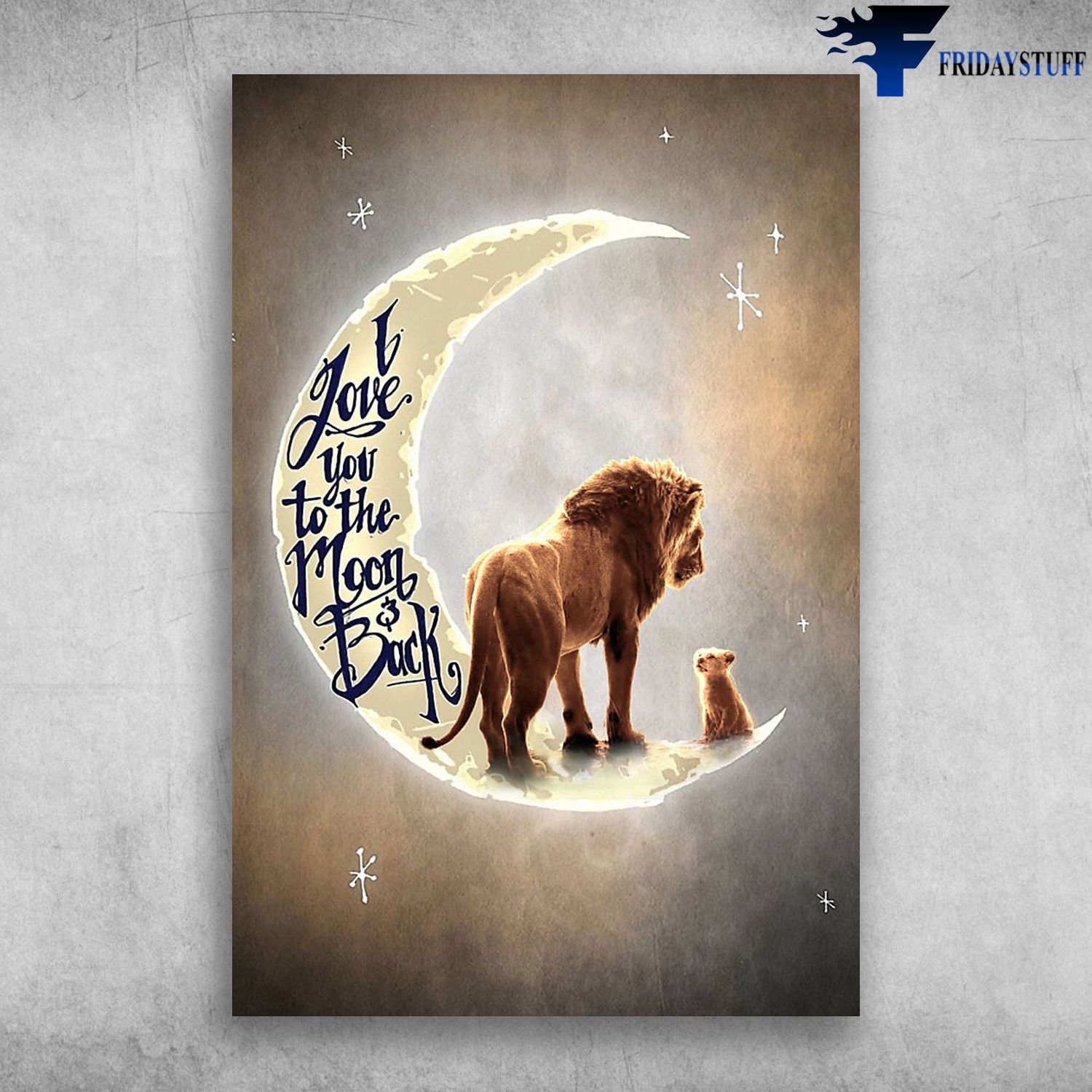 Baby Lion And Mama Lion I Love You To The Moon And Back Canvas Christmas Gift Ideas