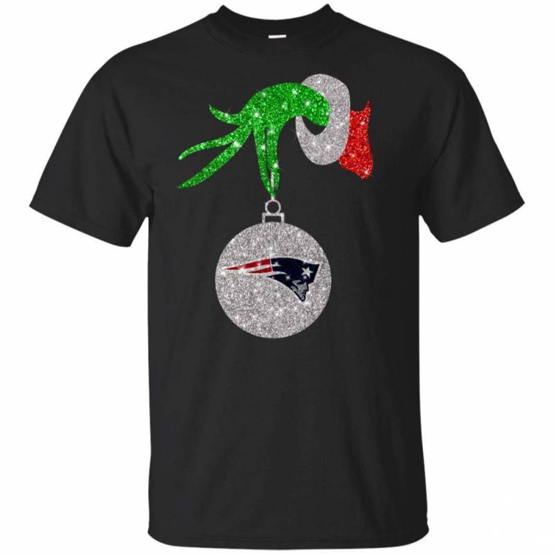 New England Patriots Glitter Grinch Monogram Ornament Christmas Gift Youth T-shirt