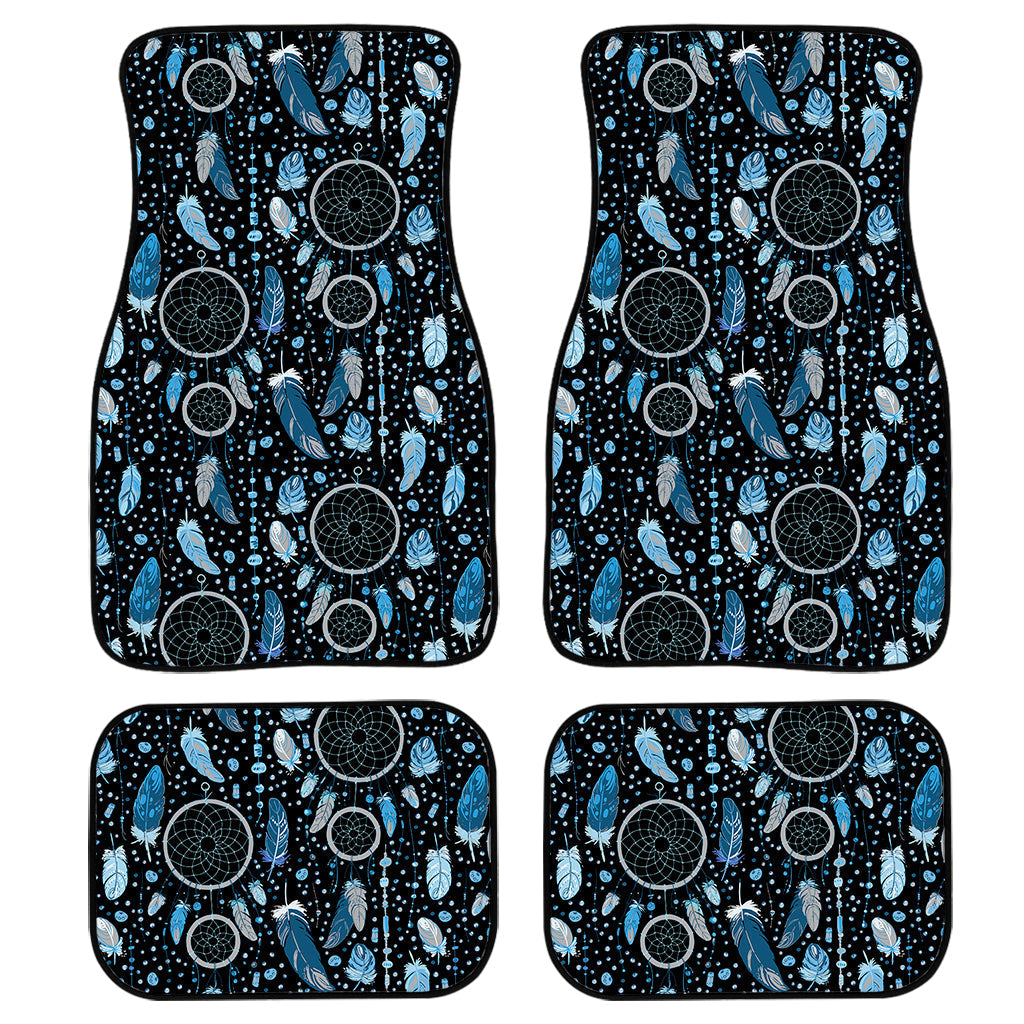 Blue Native Dream Catcher Pattern Print Front And Back Car Floor Mats, Front Car Mat