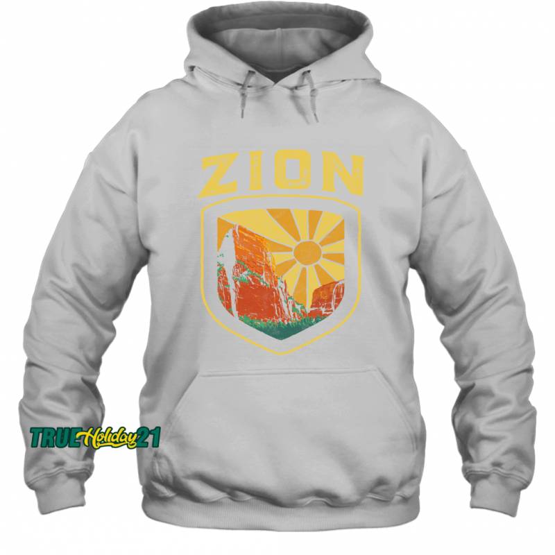 Zion National Park Utah Retro Vintage Badge Hoodie