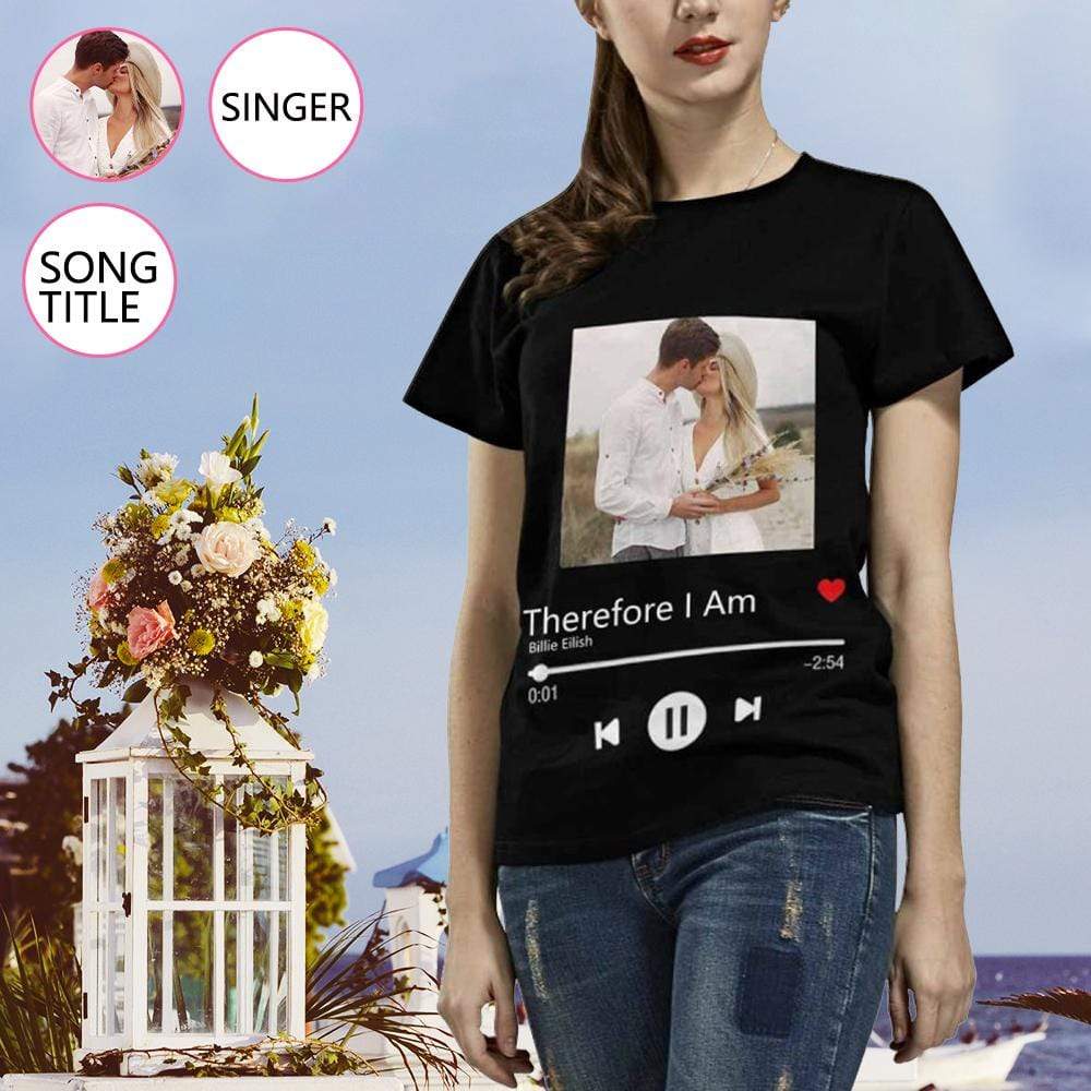 Custom Photo&Text Song Title Song Writer Loving Couple Women’S All Over Print T-Shirt