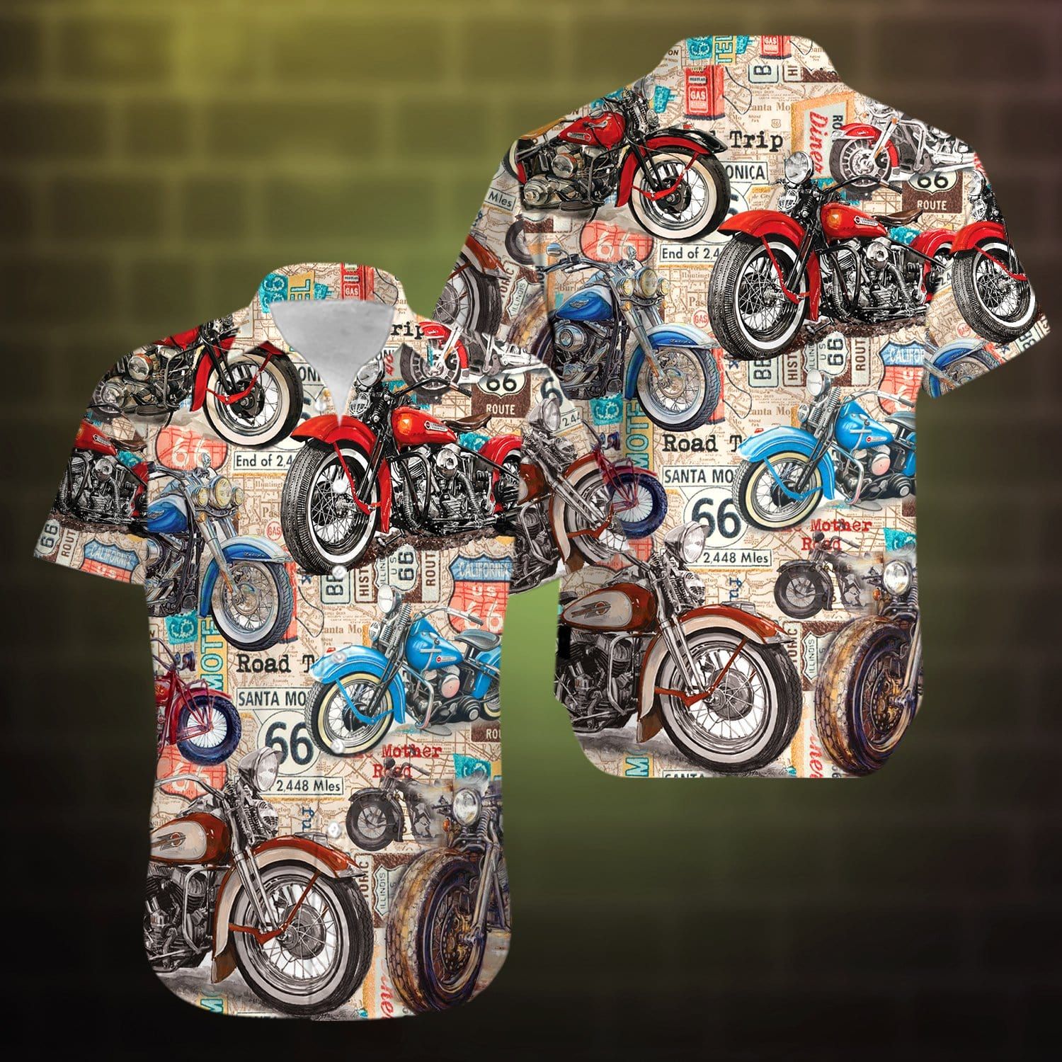 Felacia Motorcycles Vintage Unisex Hawaiian Ha41294