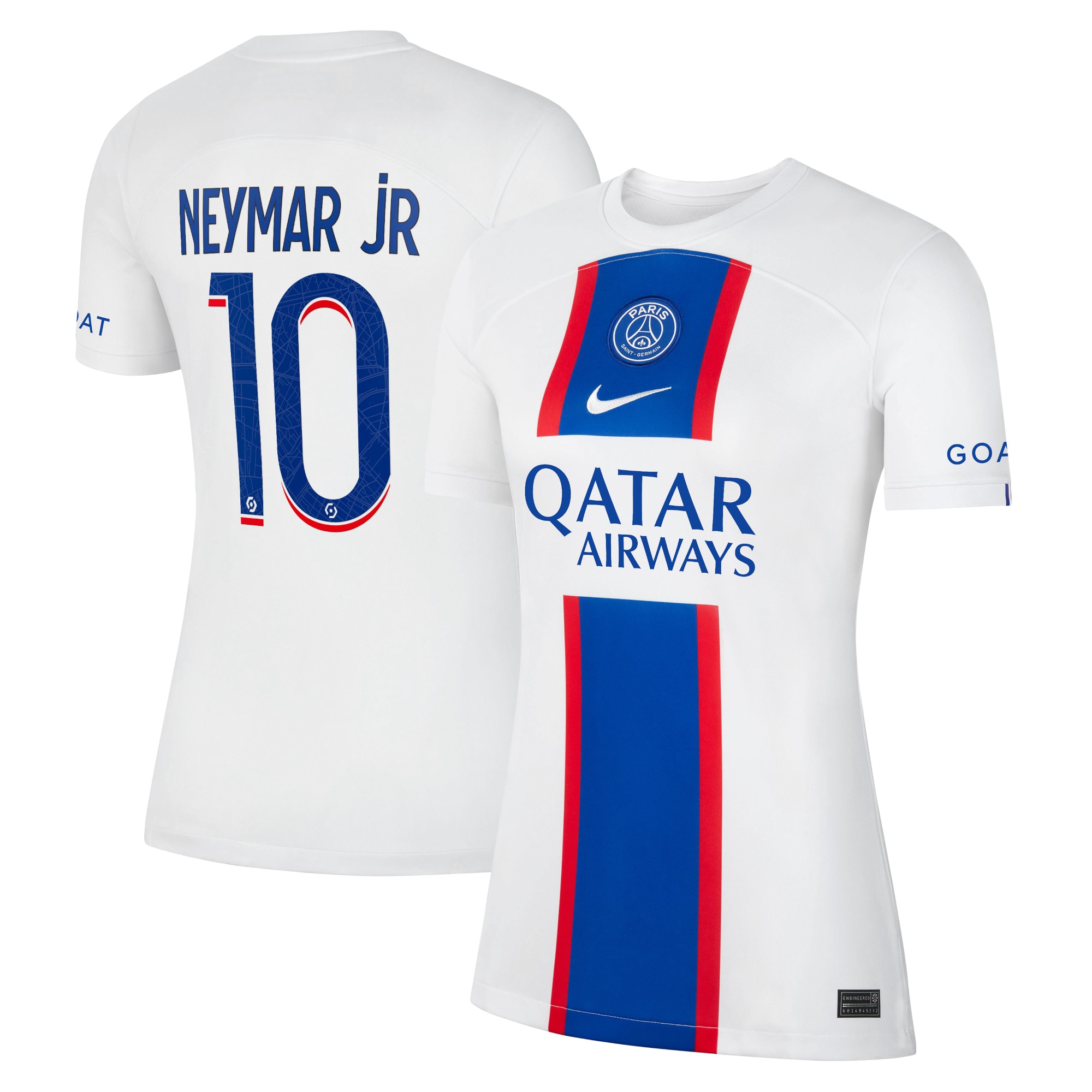 Neymar Jr. Paris Saint-Germain Women's 2022/23 Third Breathe Stadium Replica Player Jersey – White