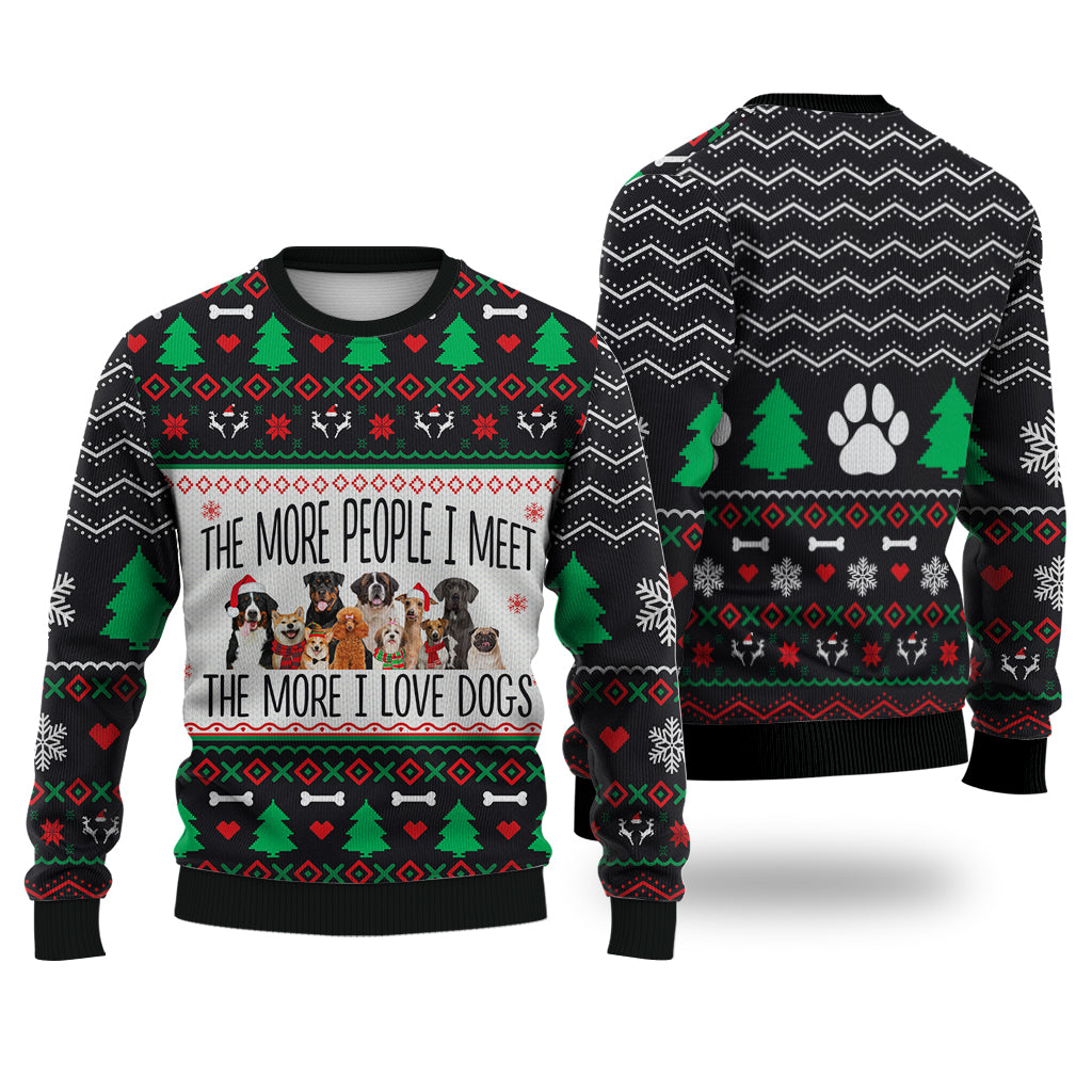 Dog The More People I Met Sweater Christmas Knitted Sweater Print Fashion Sweatshirt For Everyone