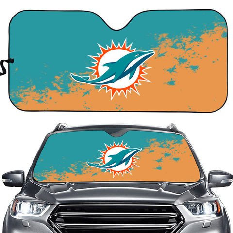 Miami Dolphins Logo Print Car Sun Shade 3D Printed In Blue & Orange