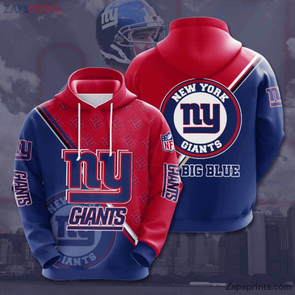 New York Giants Blue And Red 3D Hoodie Gift For Fan Football Lovers