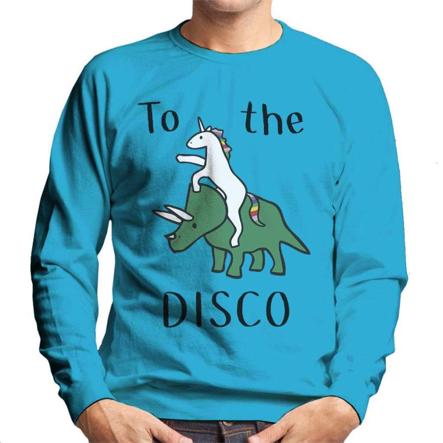 Unicorns Ride Dinosaurs To The Disco Men’s Sweatshirt