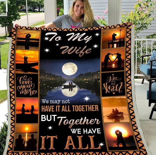 To My Wife Together We Have All Fleece Blanket Gift For Family,Birthday,Wife,Couple,Gift Home Decor Bedding Couch Sofa Soft And Comfy Cozy