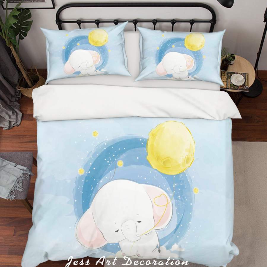 3D Blue Elephant Quilt Cover Set Bedding Set Duvet Cover Pillowcases SF96