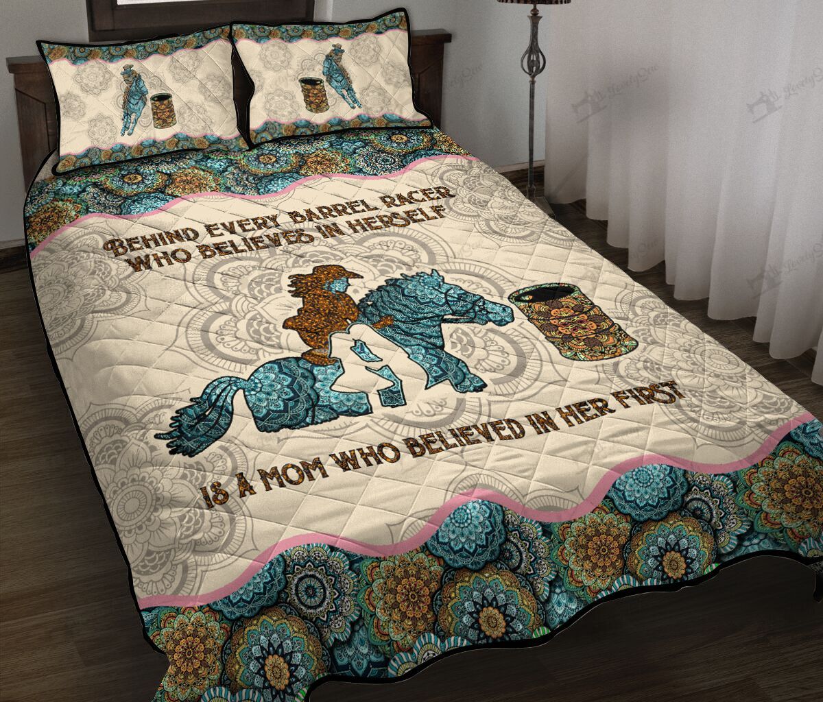 Barrel Racing Mom-Daughter Mandala Quilt Bed Set & Quilt Blanket BIE20111701-BIQ20111701