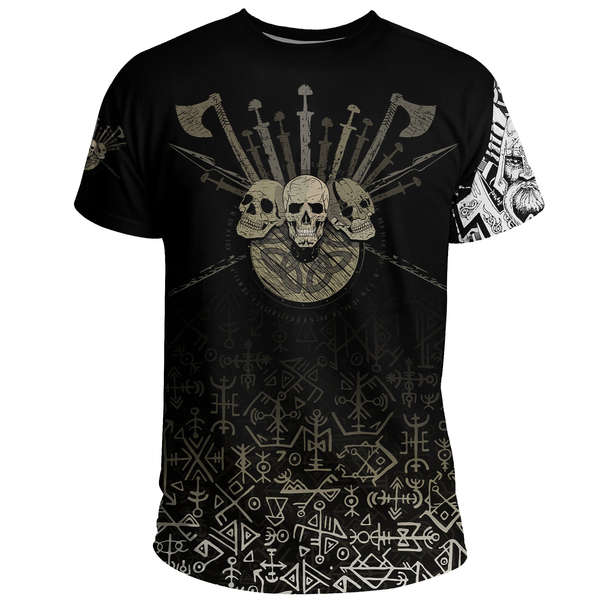 (Custom) Viking  T-Shirt Three Skull Of Viking A27