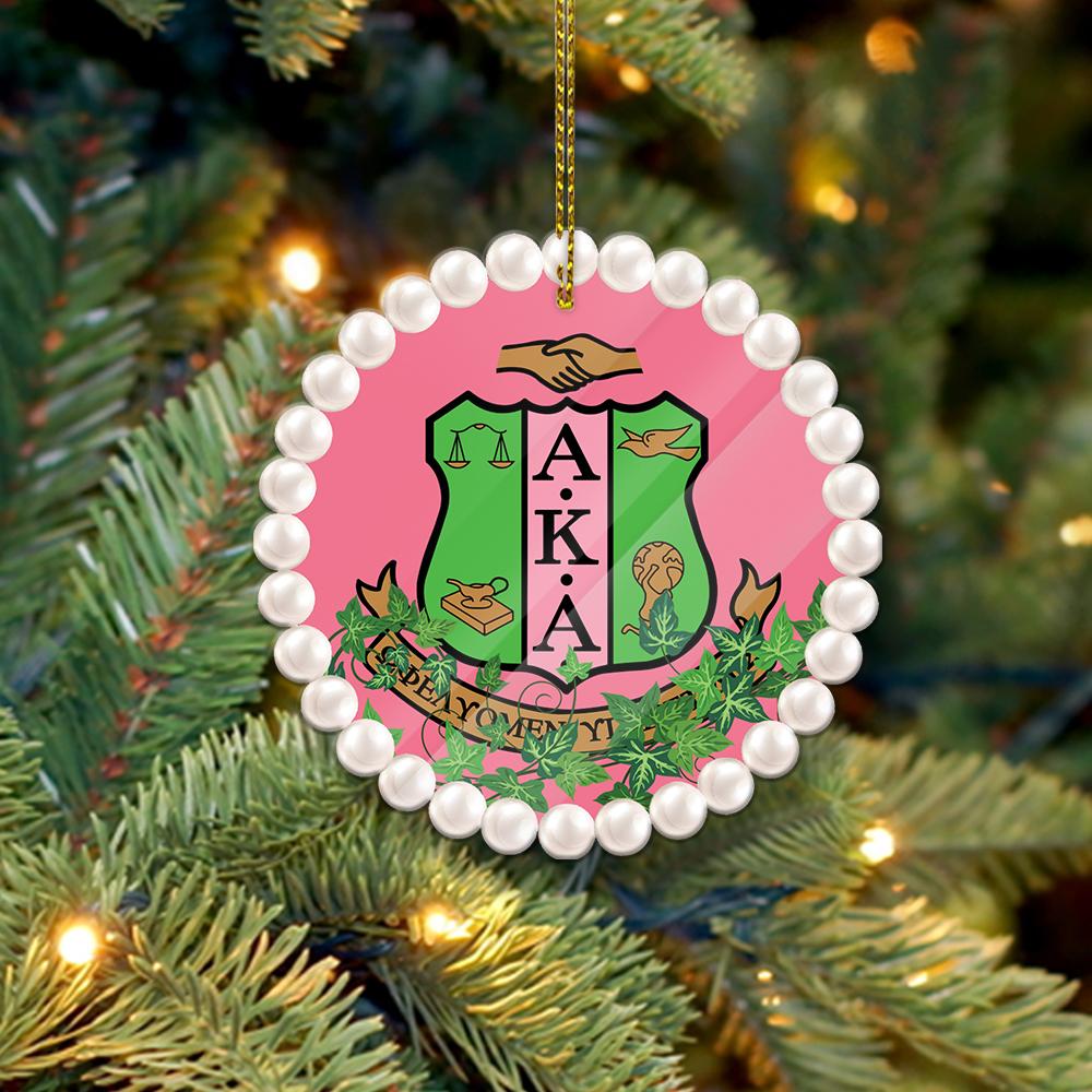 Wonderprint Ornament – Pearls Alpha Kappa Alpha Ivy Shape Acrylic Ornament Lt10