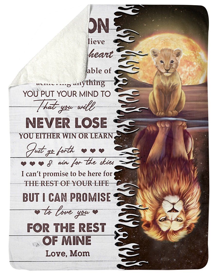 You Will Never Lose Red Moon Lion Reflection Mom Gift For Son Sherpa Blanket