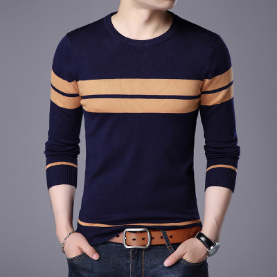 Sweater Men New Casual Pullover O-collar Men Autumn Round Neck Patchwork Quality Knitted Brand Male Sweater Plus Size MZL051 alx