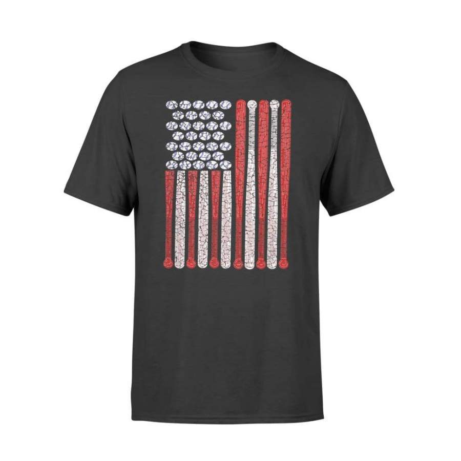 Vintage American Flag 4th July Gift for Baseball Fans Lovers – Standard T-shirt