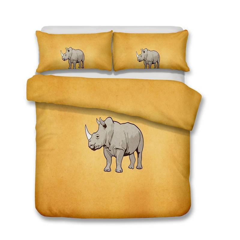 3D Design Rhinoceros Pattern Queen KingizeQuilt Pillow Coverlrhinoceros Animals 3D Customize Bedding Set Duvet Cover SetBedroom Set Bedlinen