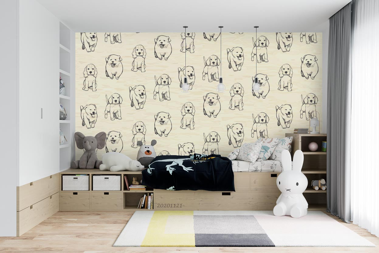 3D Cartoon Animal Dog Wall Mural Wallpaper Lqh 96