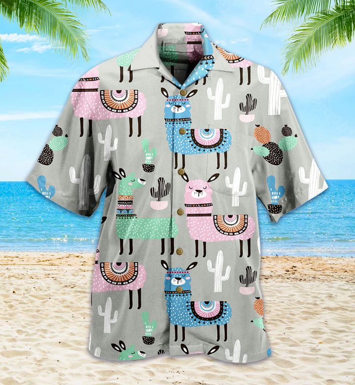 Llama And Cactus Colorful Hawaii Shirt Ha67054