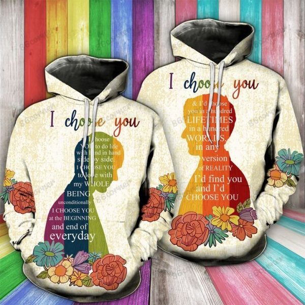 I Choose You Rainbow Couple Hoodie