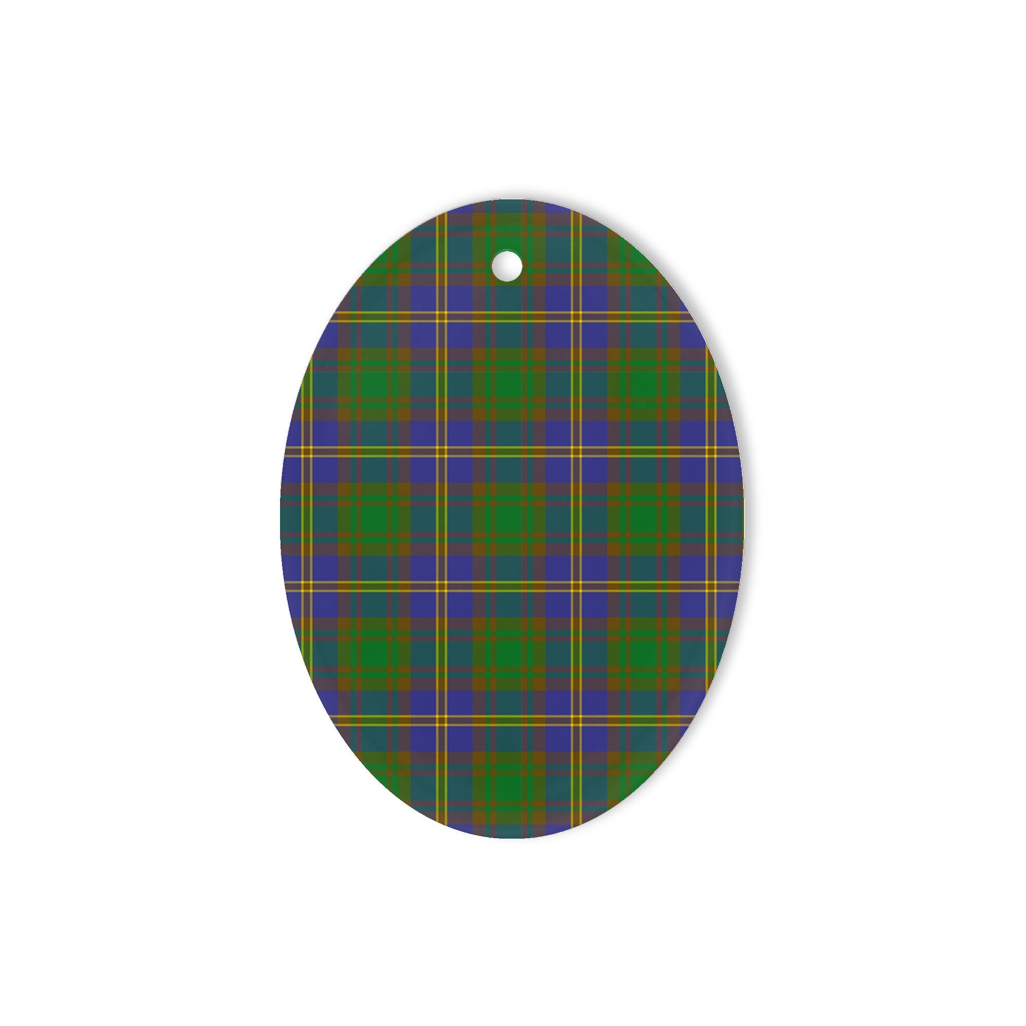 Strange Of Balcaskie Tartan Oval Ornaments, Christmas Tree Ornament, Plaid Christmas Ornaments, Ceramic Oval Christmas Tree Decoration