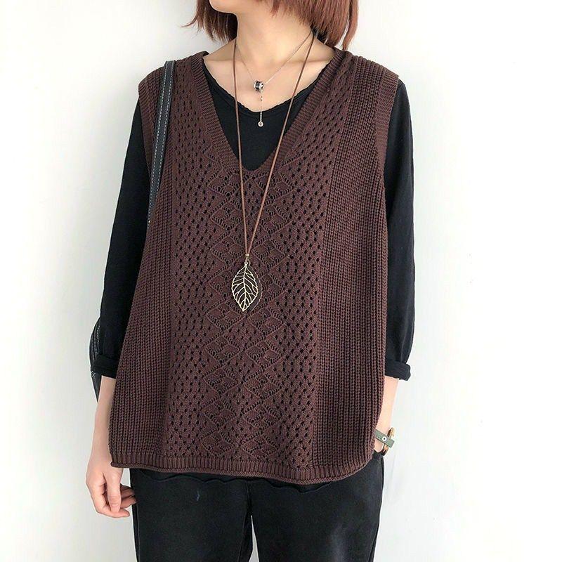 Sweater Vest Women Y2k Tops Vintage Sweater Y2k Aesthetic Knitted Vest Sleeveless Vests Simple Harajuku Gothic Outerwear alx