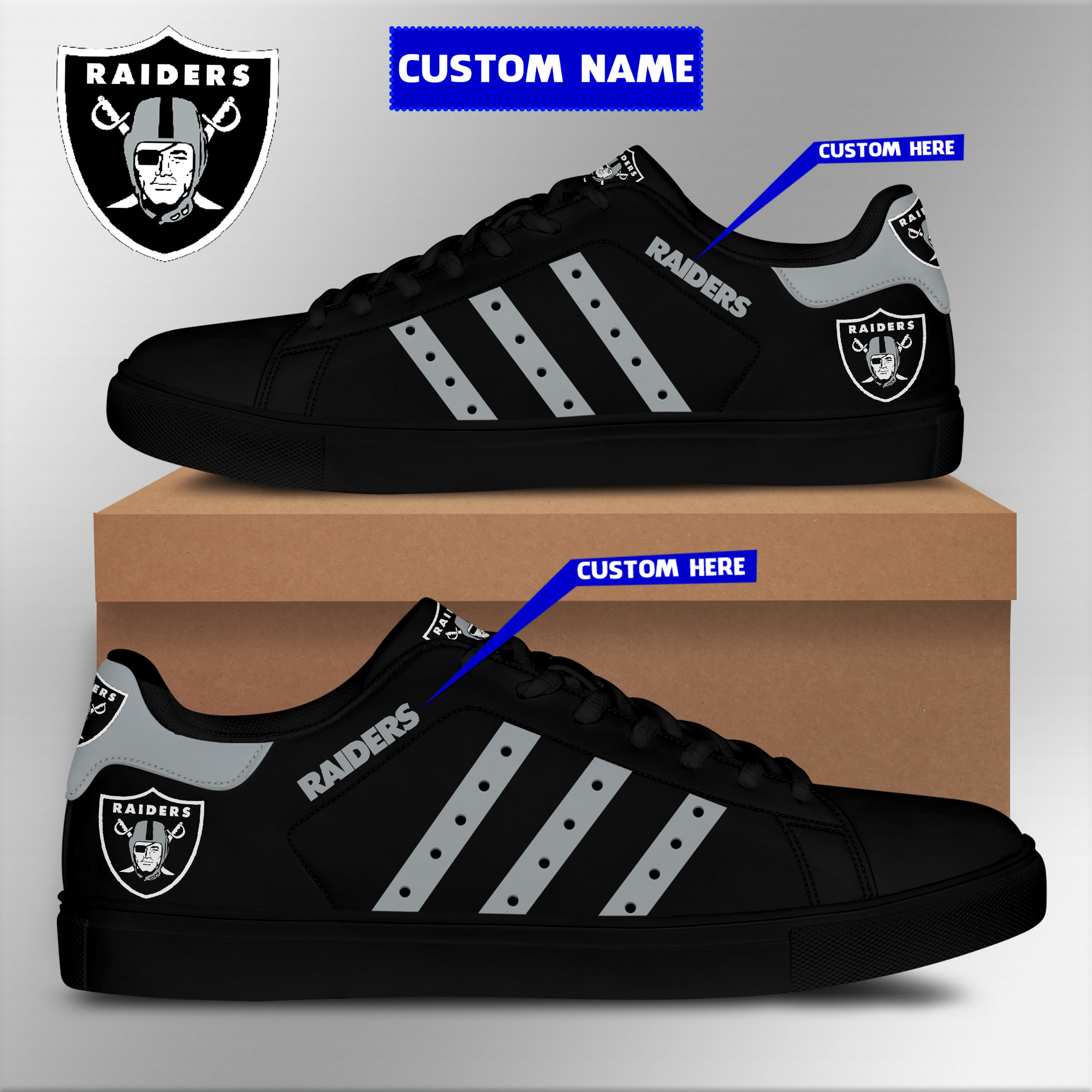 Raiders Custom Name  Low Top Shoes V2